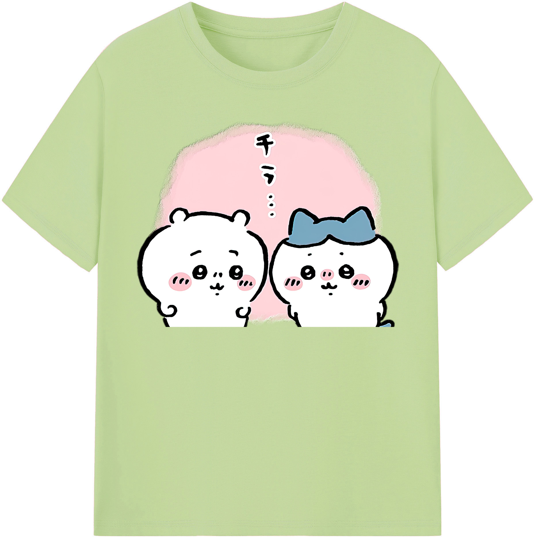 （画像用） ちいかわ ハチワレ Chii-kawa hachiware 綿100％半袖Tシャツ（フロントプリント）